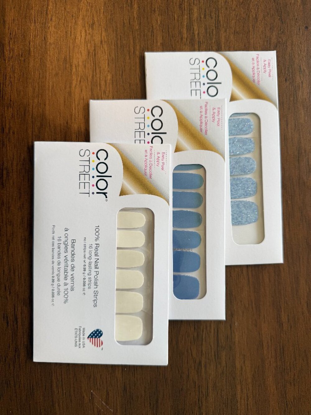 ☀️ Color Street Summer Blue & White Nail Strip Bundle: Ice Castle Strobe Lights